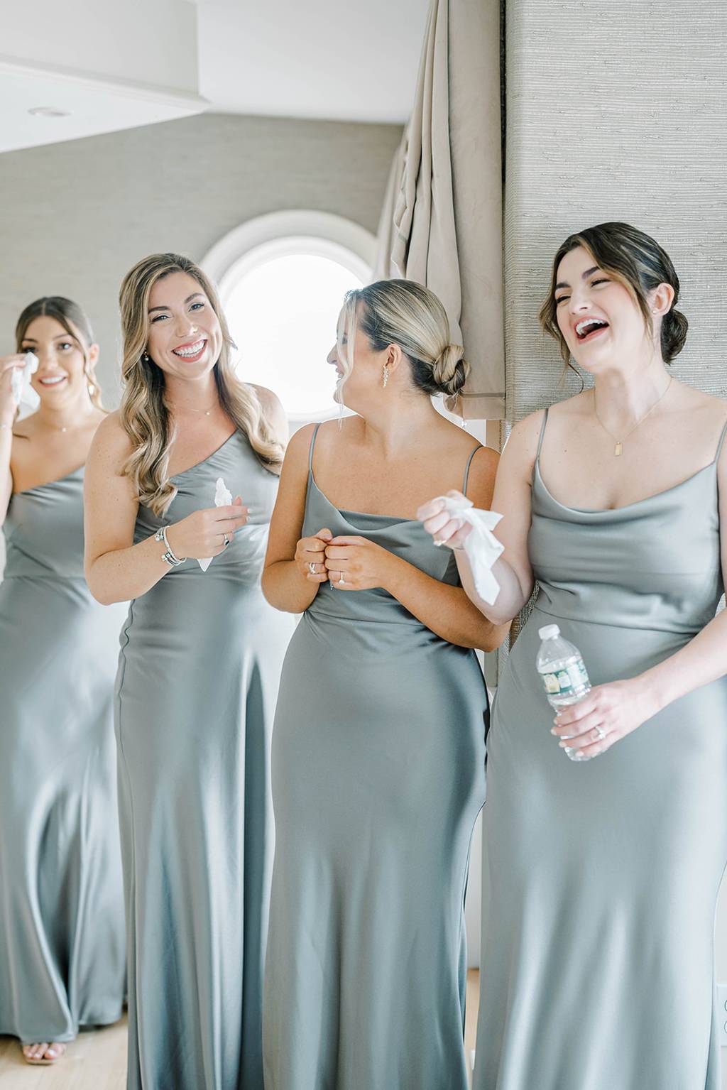 Mix and Match Moss Luxe Satin Bridesmaid Dresses