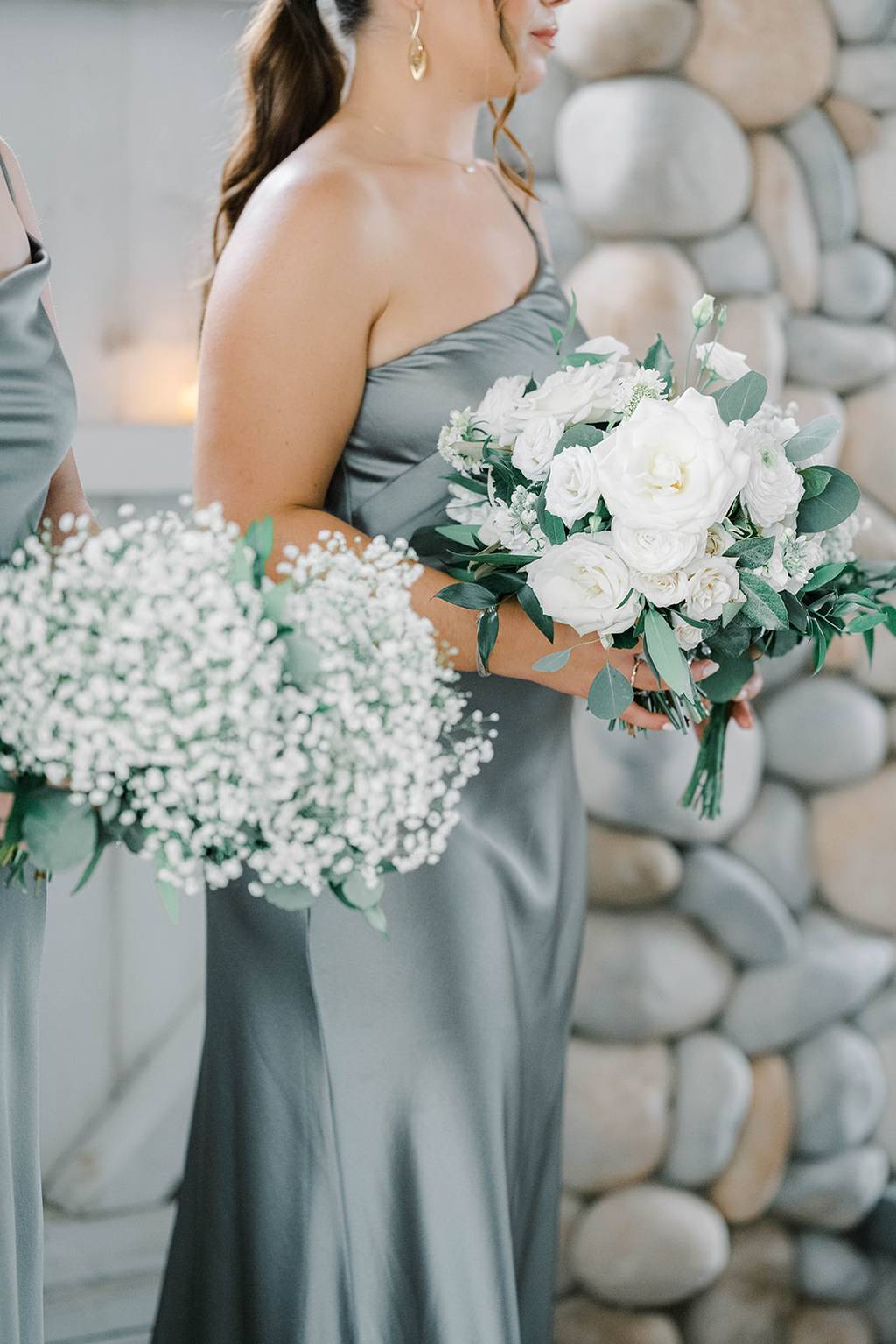 Mix and Match Moss Luxe Satin Bridesmaid Dresses