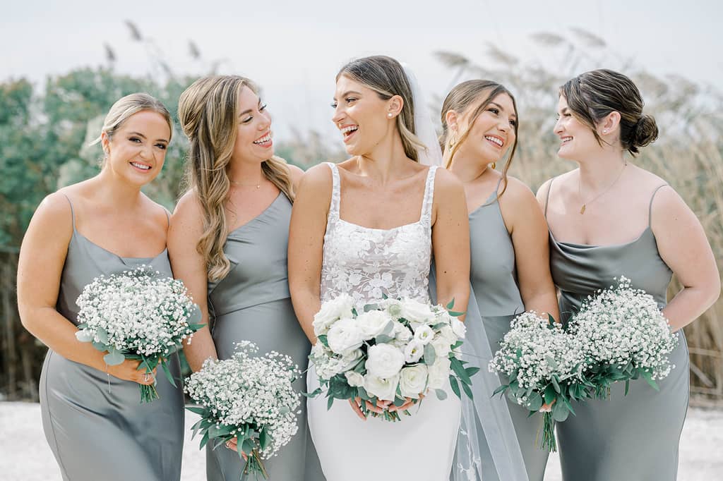 Mix and Match Moss Luxe Satin Bridesmaid Dresses