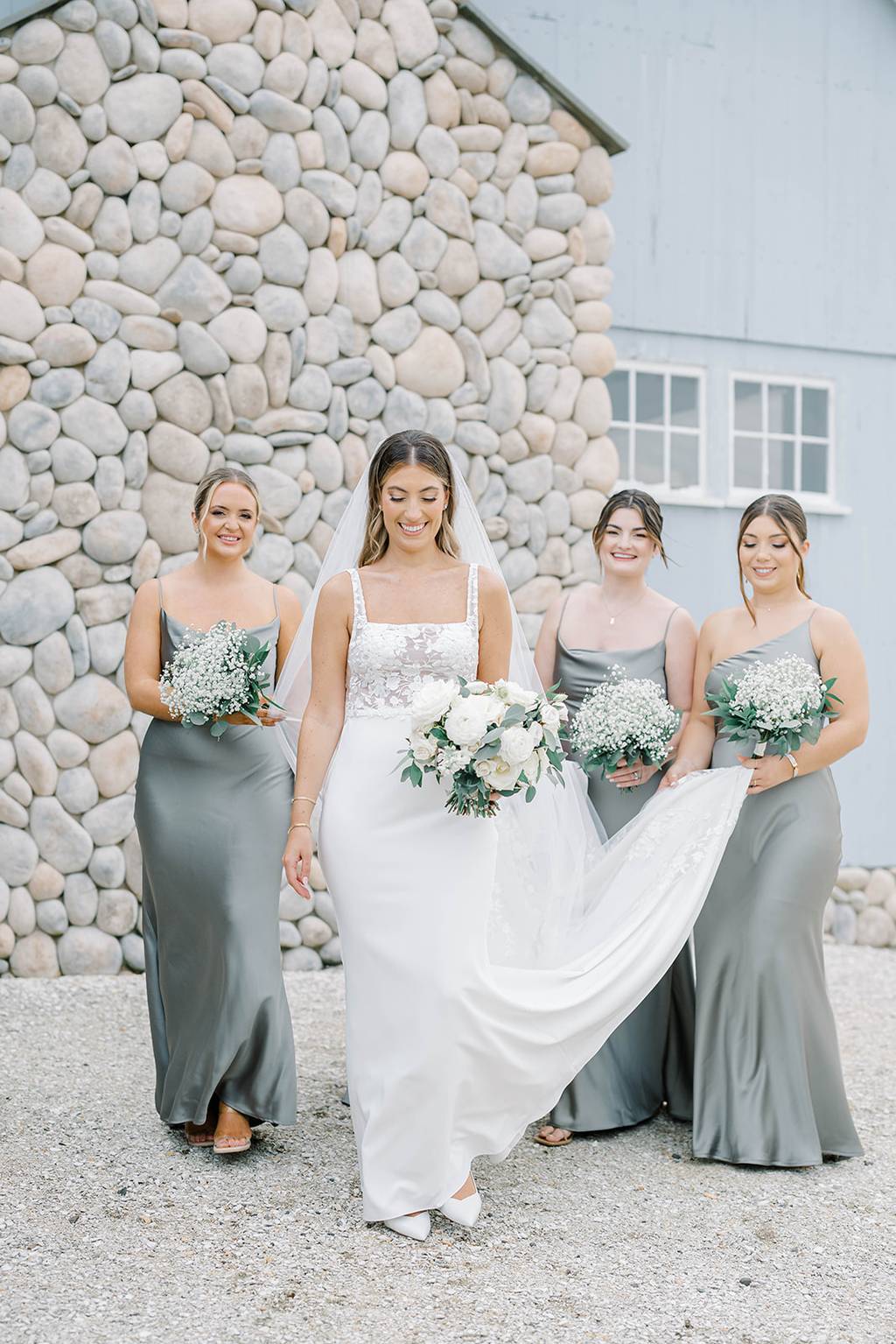 Mix and Match Moss Luxe Satin Bridesmaid Dresses