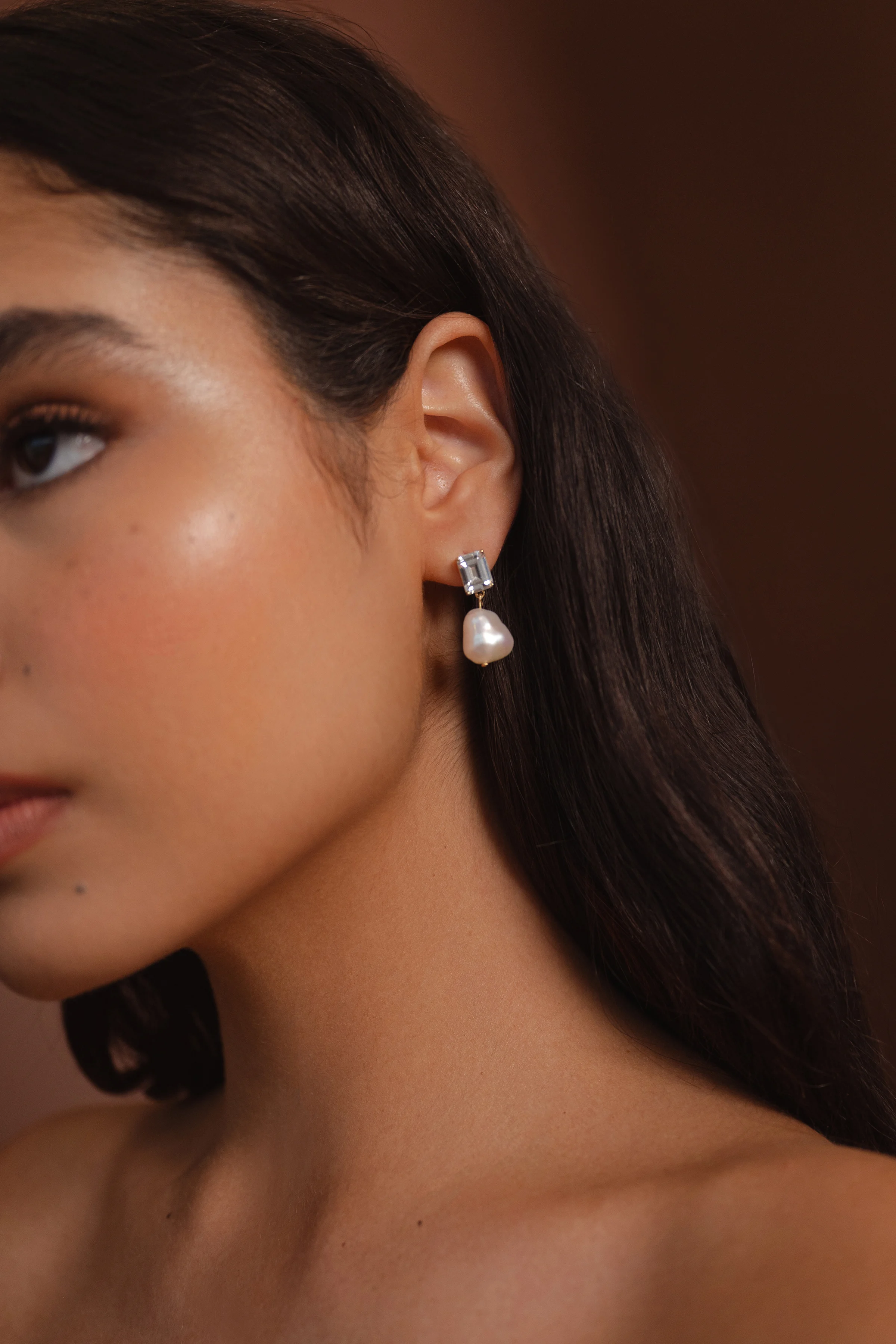 Vivian CZ + Pearl Drop Earring by Jenny Yoo