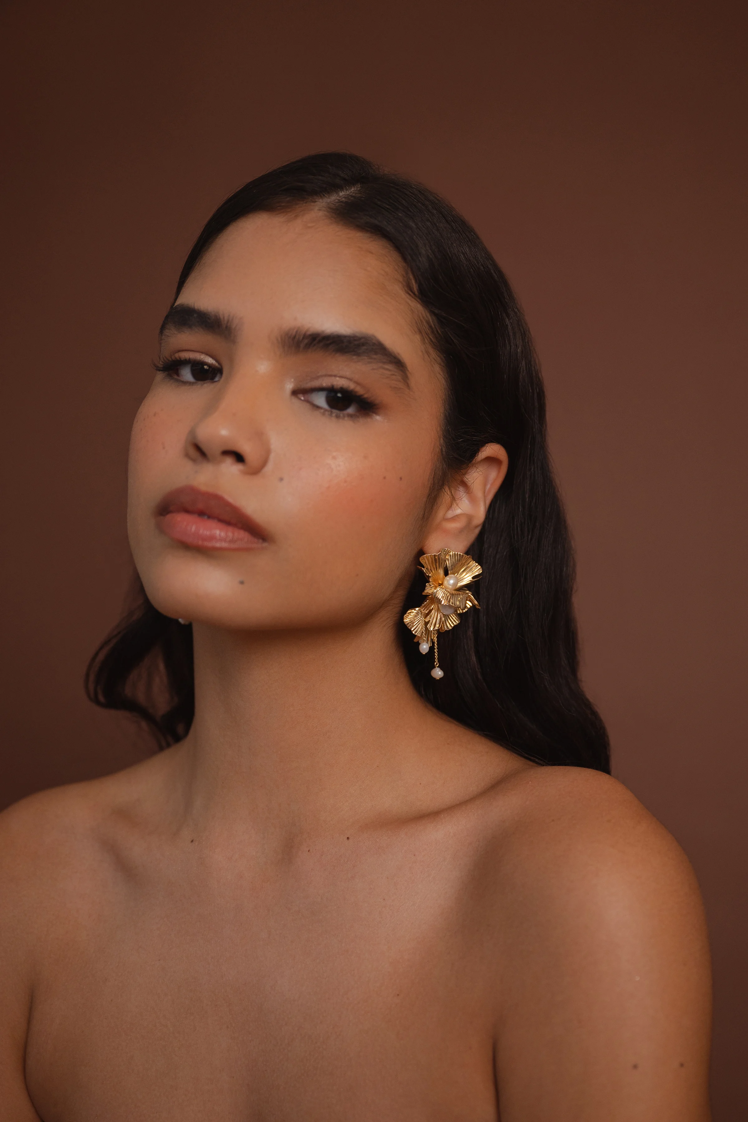 Lotus Floral Statement Earring by Jenny Yoo