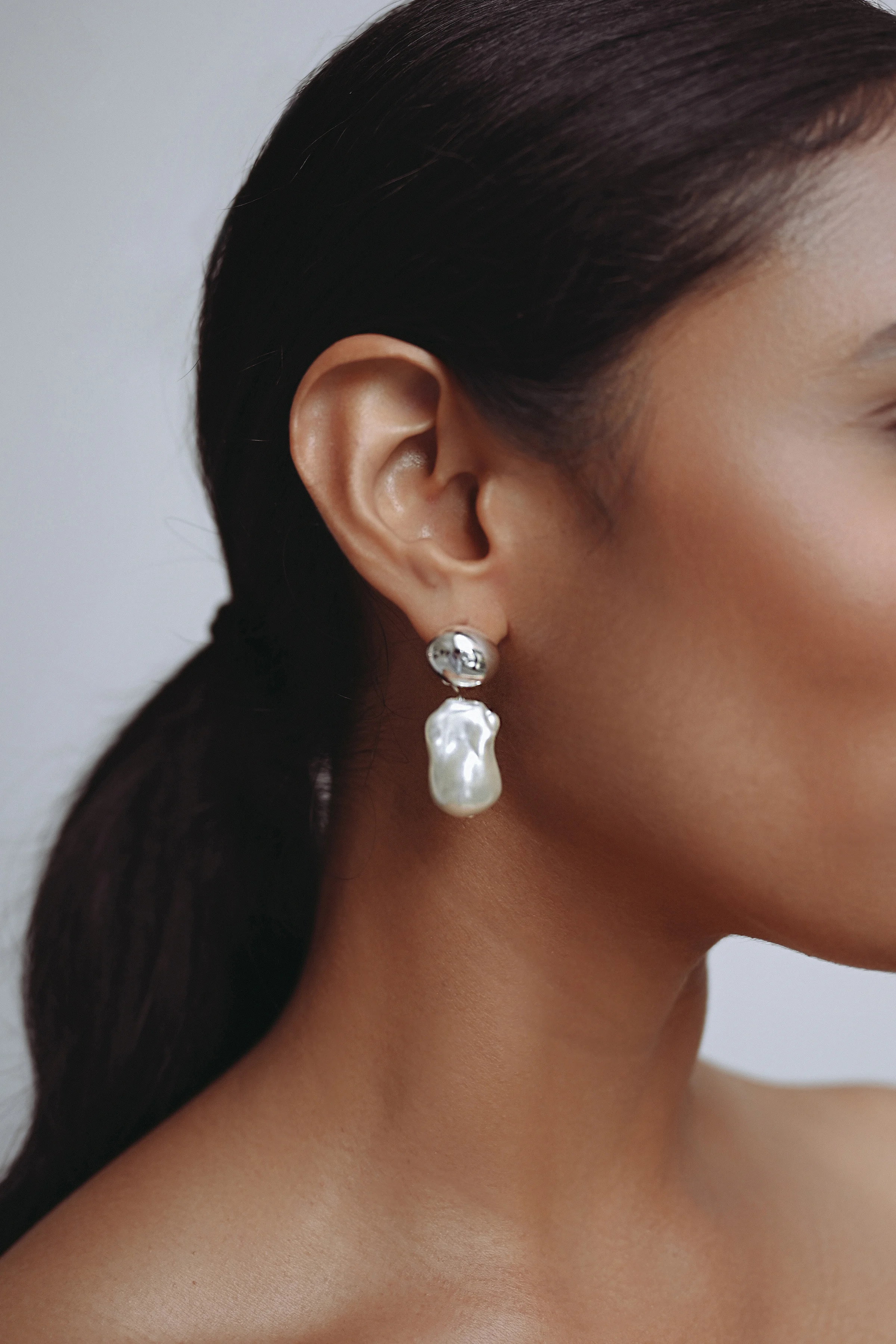Aurelia Metal and Pearl Drop Earring by Jenny Yoo