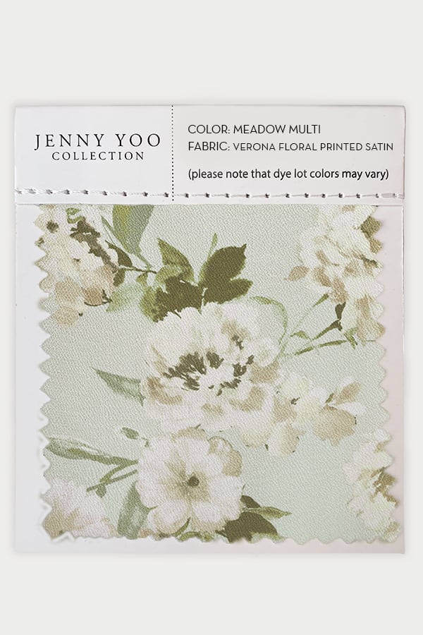 Verona Floral Printed Hammered Satin Swatch Card by Jenny Yoo