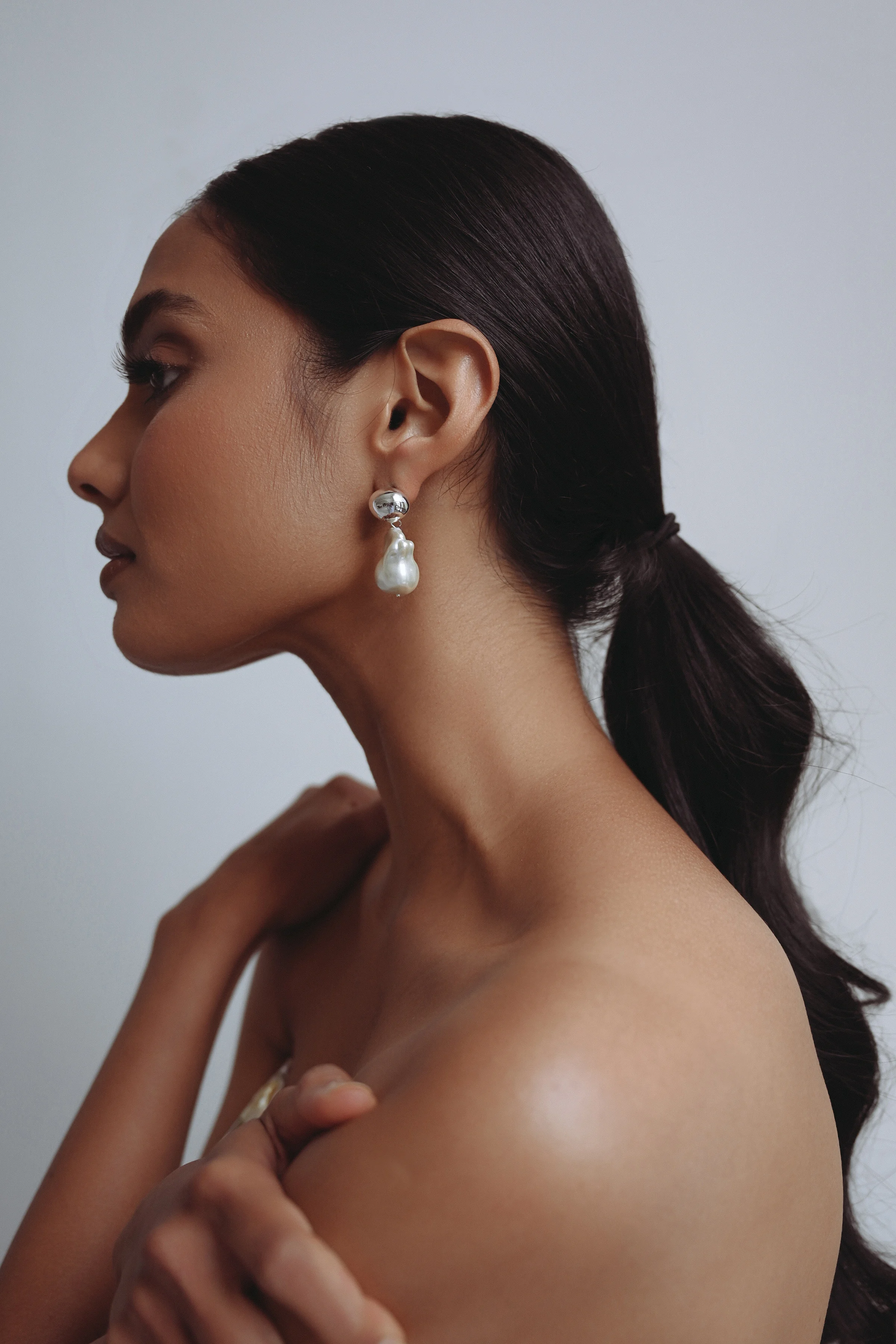 Aurelia Metal and Pearl Drop Earring by Jenny Yoo