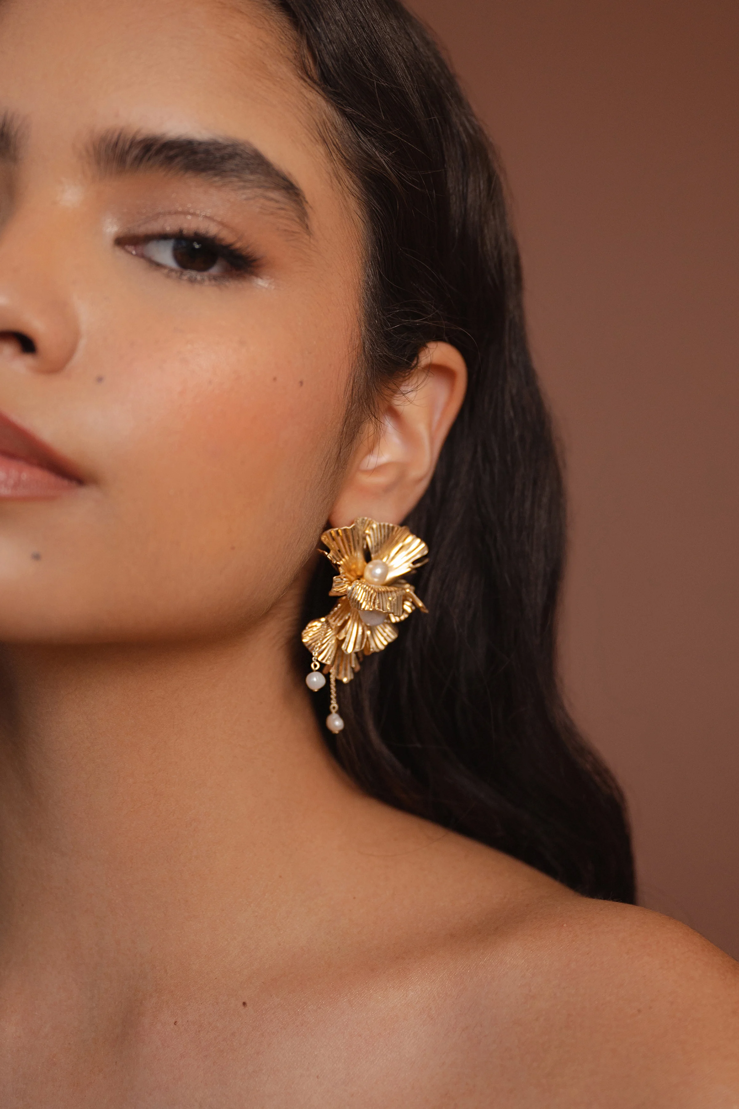 Lotus Floral Statement Earring by Jenny Yoo