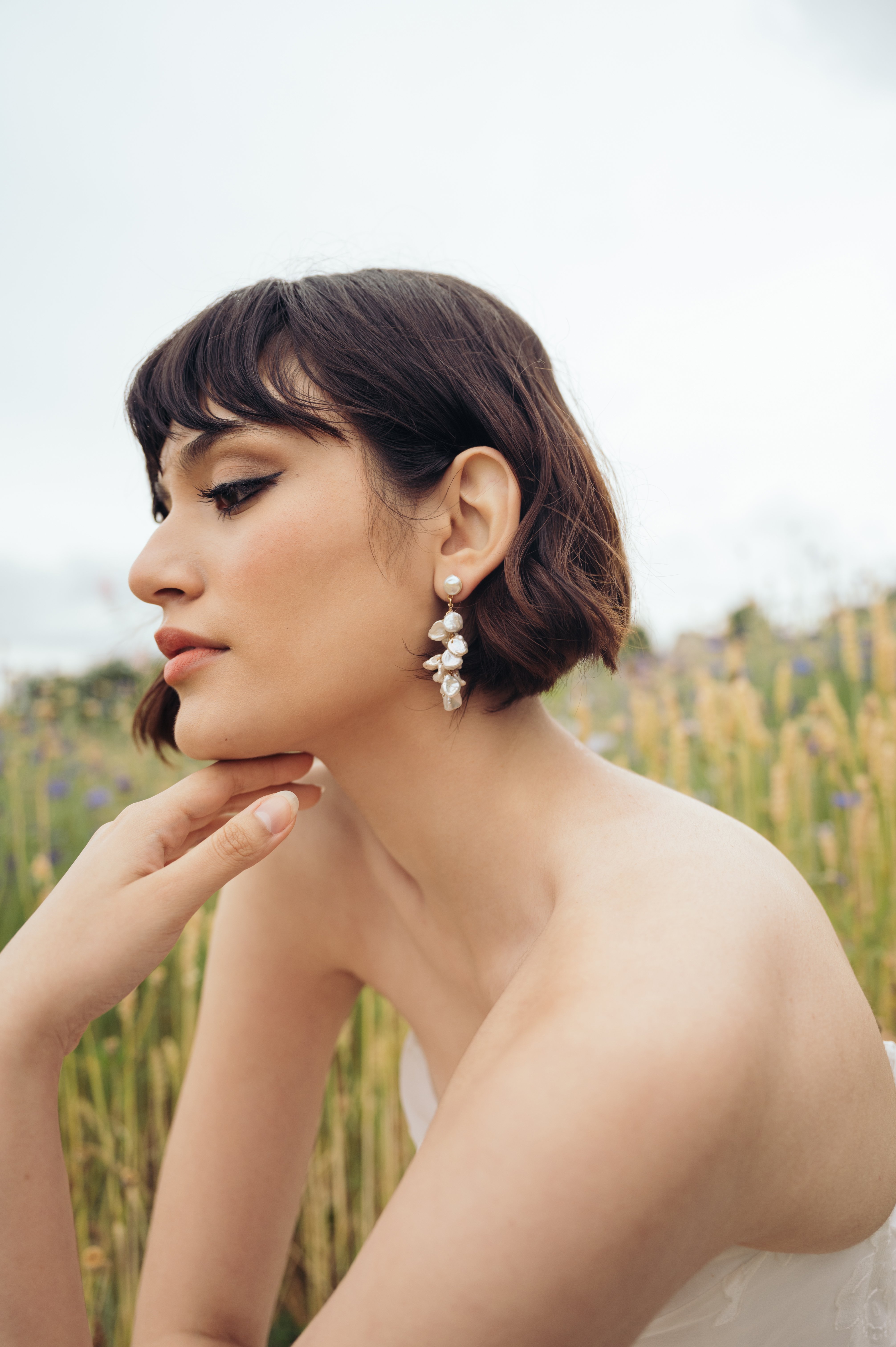 Noelle Pearl Cluster Drop Earring by Jenny Yoo