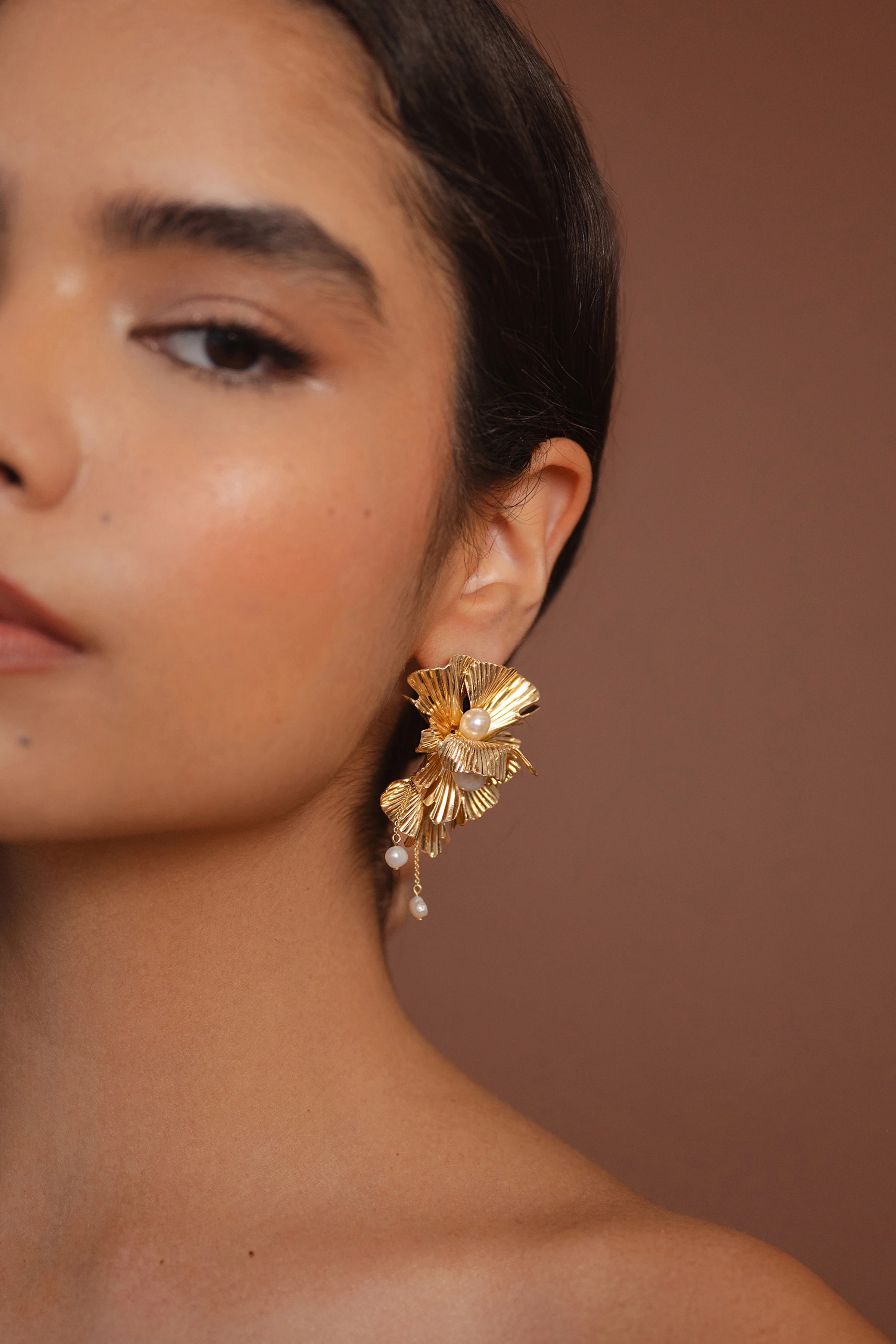 Lotus Floral Statement Earring by Jenny Yoo