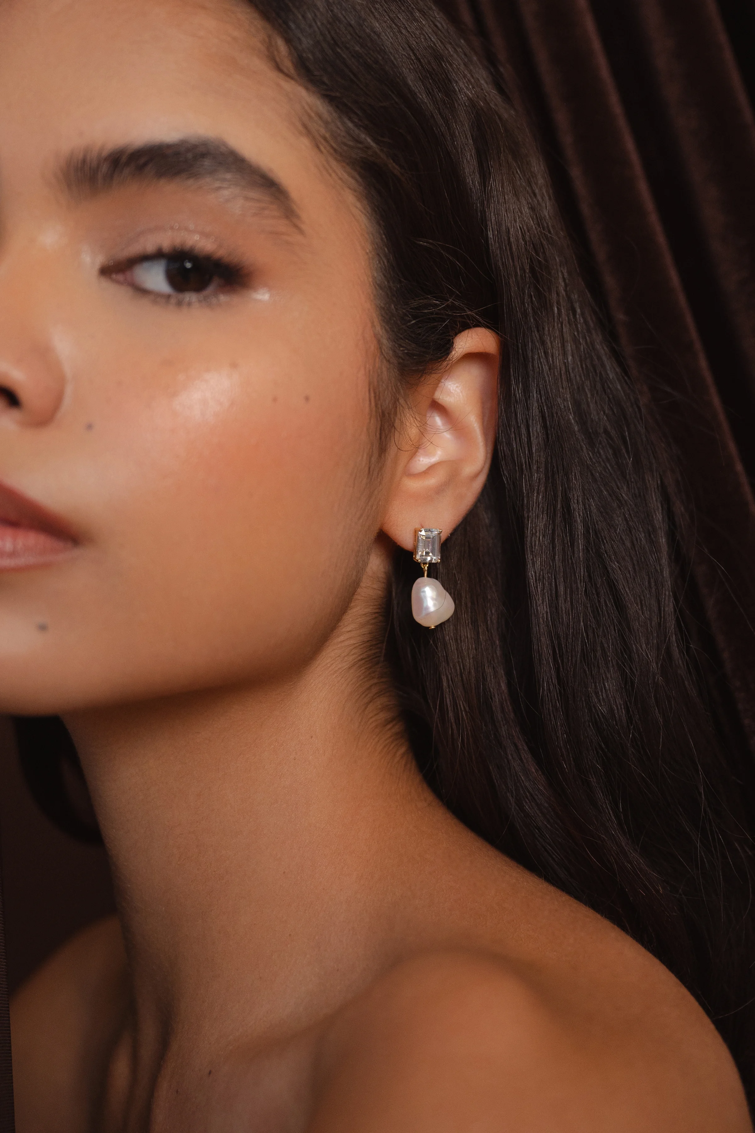 Vivian CZ + Pearl Drop Earring by Jenny Yoo
