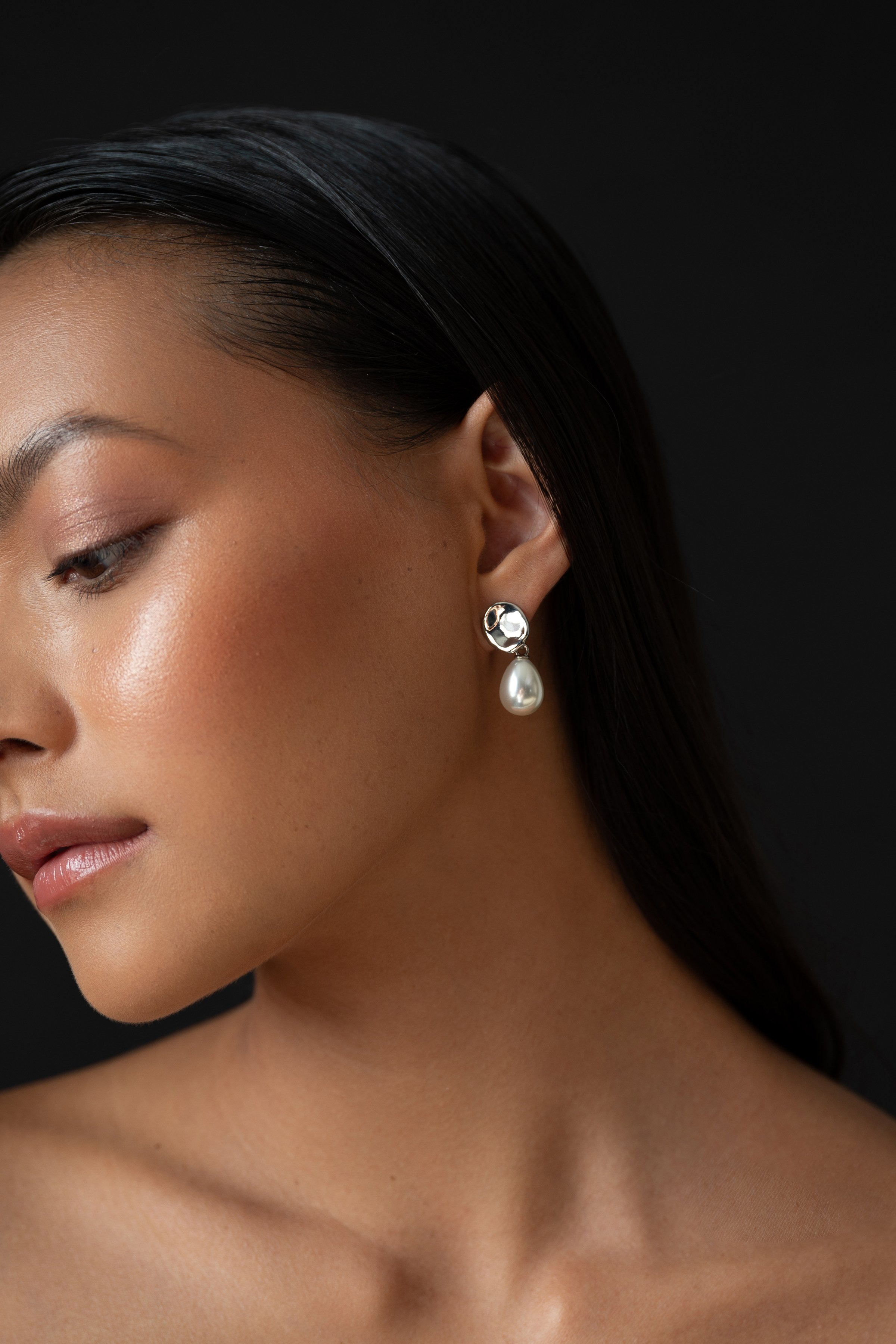 Sculptural Mini Pearl Drop Earring by Jenny Yoo