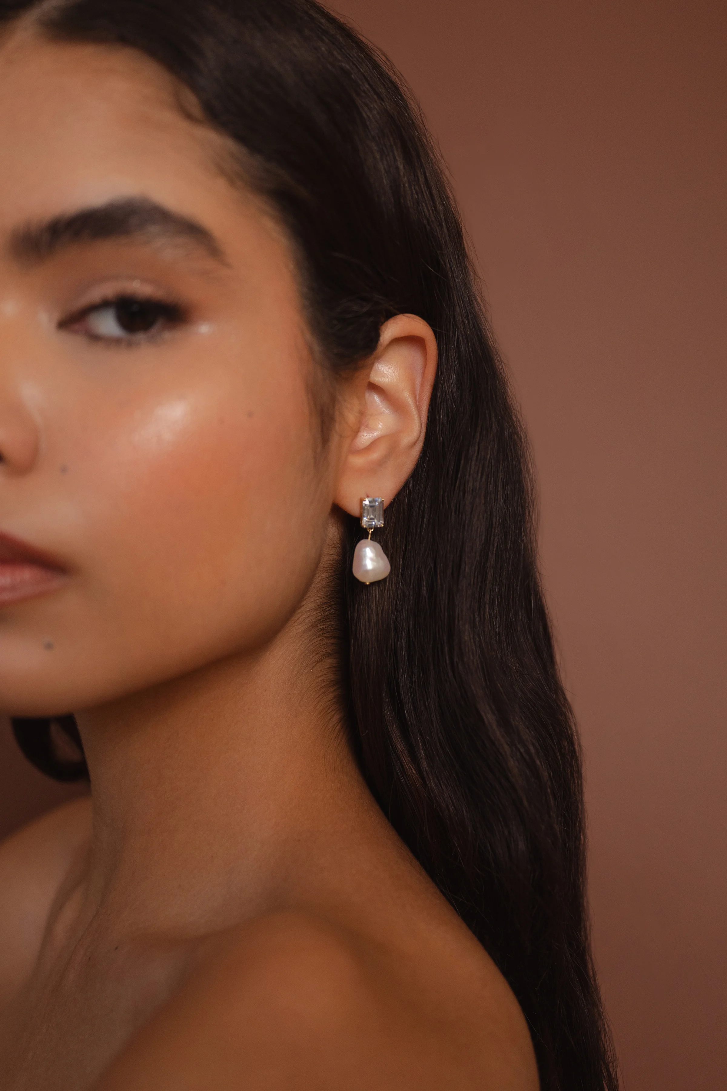 Vivian CZ + Pearl Drop Earring by Jenny Yoo